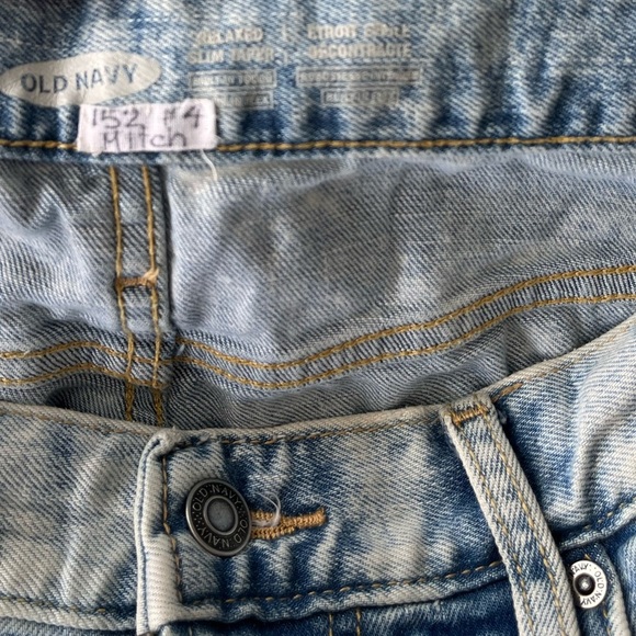 Old Navy Relaxed Slim Taper Jeans 34 Bright Acid Wash - Picture 9 of 12